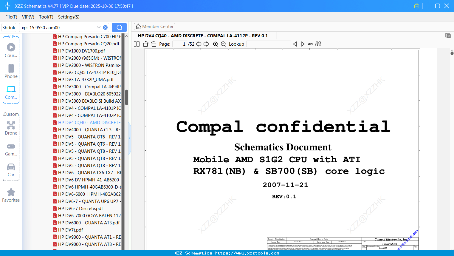 Laptop HP DV4 CQ40 - AMD DISCRETE - COMPAL LA-4112P - REV 0.1